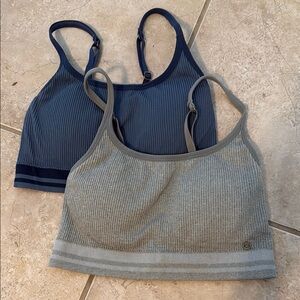 Set of Two Lucky brand Ribbed Sports Bras in Blue and Gray